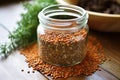 lentils in a glass jar, pun on lent season