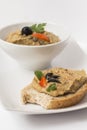 Lentils pate on white plate