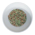 Lentils and peas in a bowl isolated over white Royalty Free Stock Photo