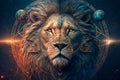 Leo astrological zodiac sign symbol animal, Lion. Dark space cloud nebula background Royalty Free Stock Photo