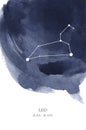 Leo constellation astrology watercolor illustration