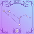 Leo constellation on a purple background. Schematic representation of the signs of the zodiac