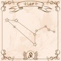 Leo constellation vintage symbol. Schematic representation of the signs of the zodiac Royalty Free Stock Photo