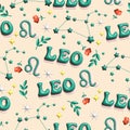 Leo Cute 3D illustration Zodiac signs seamless pattern , Zodiac icons astrological pattern Horoscope symbols Royalty Free Stock Photo