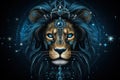 Leo horoscope fantasy sign with galaxy stars background