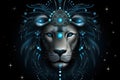 Leo horoscope fantasy sign with galaxy stars background