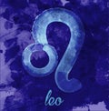 Leo icon of zodiac, vector illustration icon. astrological signs, image of horoscope. Water-colour style Royalty Free Stock Photo