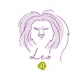 Leo illustration, handwriting, symbol. vector illustration