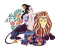 Leo or Lion, a sign of twelve constellations or zodiac-Chinese Yunnan minority ethnic Style