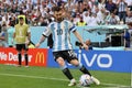 Leo Messi in action during the match between Argentina National Team vs. Saudi Arabia National Team Royalty Free Stock Photo