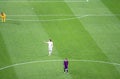 Leo Messi of FC Barcelona and David Luiz of PSG in action