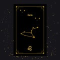 Leo Signs, Zodiac Background. Beautiful vector images in the middle of a stellar galaxy with the constellation Royalty Free Stock Photo