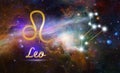 Leo Zodiac Sign and Constellation, cosmic background