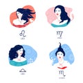 Leo, Virgo, Libra, Scorpio. Zodiac signs. The symbols of the astrological horoscope. Royalty Free Stock Photo