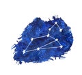 Leo watercolor zodiac signs. Hand drawn stars on deep blue galaxy background illustration Royalty Free Stock Photo