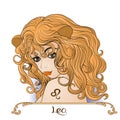 Leo. A young beautiful girl In the form of one of the signs of t Royalty Free Stock Photo