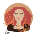 Leo zodiac as fashionable woman. Female astrological horoscope sign illustration