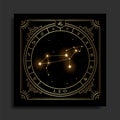 Leo zodiac constellation symbol with modern, esoteric and boho styles