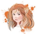 Watercolor drawing of girl zodiac sign, digital painting, Royalty Free Stock Photo