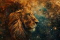 Leo zodiac sign against space nebula background Royalty Free Stock Photo