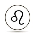 Leo zodiac sign. Astrological symbol icon in circle.