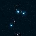 Leo zodiac sign. Bright stars in the cosmos. Constellation leo. Vector