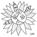 Leo Zodiac Sign Coloring Page. Coloring Book in Steampunk Style. Royalty Free Stock Photo