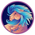 Leo zodiac sign, horoscope symbol blue, vector Royalty Free Stock Photo