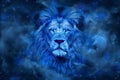 Leo Zodiac Sign, Lion Horoscope Symbol, Magic Astrology Lion, Lion in Fantastic Night Sky Royalty Free Stock Photo