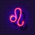 Leo zodiac sign neon icon. Astrological zodiac signs glowing symbol