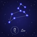 Leo Zodiac Sign Stars on the Cosmic Sky. Vector Royalty Free Stock Photo