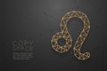 Leo Zodiac sign wireframe Polygon golden frame structure, Fortune teller concept design illustration isolated on black gradient b Royalty Free Stock Photo