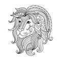 Leo zodiac sign. Zentangle coloring book page for adult Royalty Free Stock Photo
