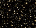 LEO zodiac star seamless pattern. LEO sign symbol stars Vector EPS10 Royalty Free Stock Photo