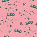 LEO zodiac star seamless pattern. LEO sign symbol stars Vector EPS10 Royalty Free Stock Photo