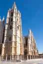 Leon cathedral facade view, Spanish landmark