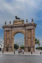 Triumphal Arch of the Causeway of the Heroes is the representative emblem of the city of Leon Royalty Free Stock Photo