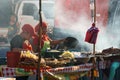 Leon, Leon, Nicaragua - March 10, 2018: Nicaraguan women cooking on the street typical food