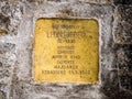 A stolperstein in memory of Leon Rieger in Strasbourg, France