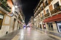 Night scene of typical street in downtown of medieval Leon city.