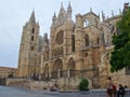 Leon, Spain - September 2018: Santa Maria de Leon Cathedral in Old Town of Leon, Spain