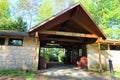 Leonard Harrison State Park Visitor Center & banner for Entrance to Views