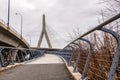 Leonard P. Zakim Bunker Hill Memorial Bridge in downtown Boston, view from North Point Park.