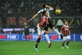 Leonardo Bonucci and Kevin Prince Boateng in action during the match