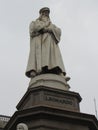 Leonardo da Vinci statue. Milan. Royalty Free Stock Photo