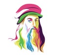 Leonardo Da Vinci vector portrait Royalty Free Stock Photo