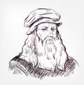 Leonardo da Vinci vector sketch portrait Royalty Free Stock Photo