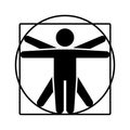 Leonardo da Vinci Vitruvian Man Sign Logo. Stick Style Icon. Vector