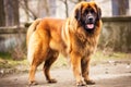 Leonberger purebred beautiful breed of dog, background nature