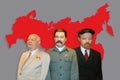 Leonid Brezhnev, Joseph Vissarionovich Stalin and Vladimir Lenin wax figures